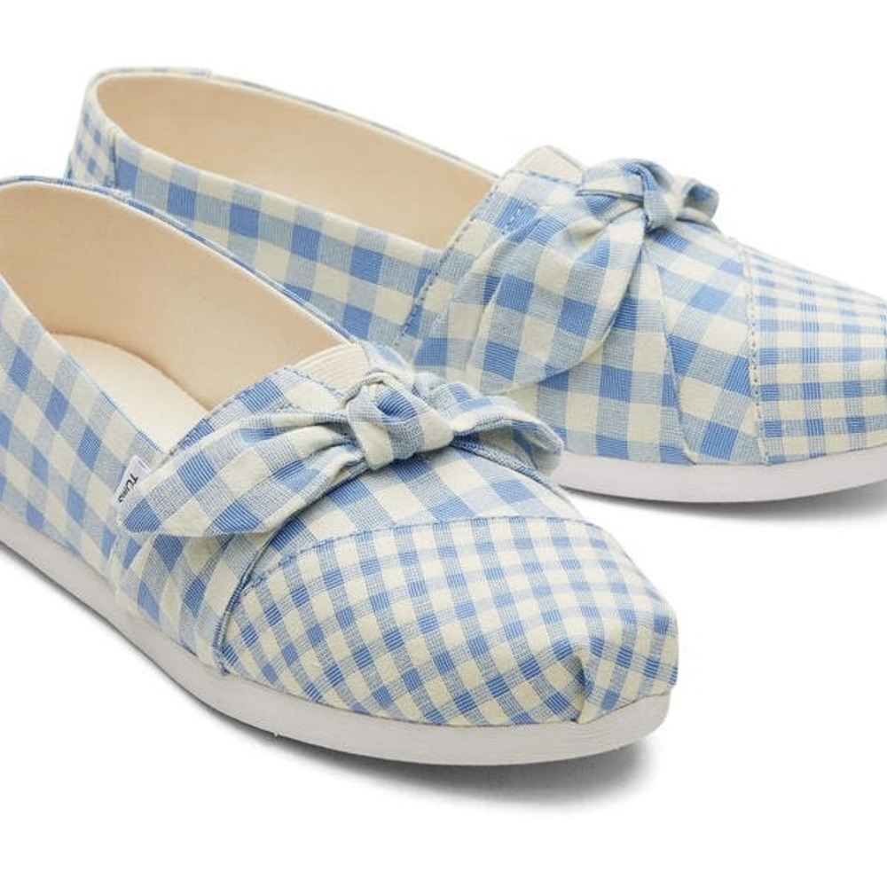 🎀 NWT TOMS Womens Alpargata Gingham Espadrille - Island Blue Gingham